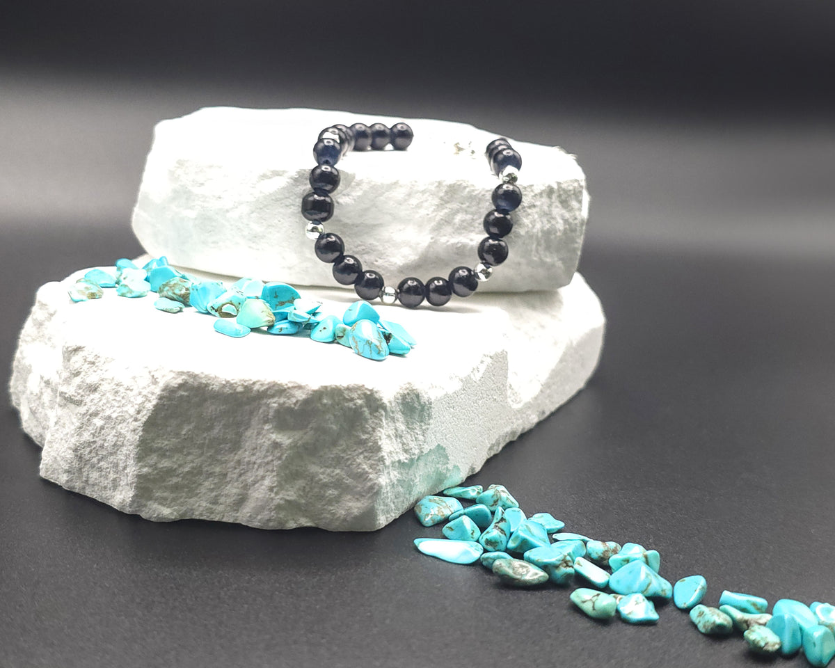 Dark Blue Glass Bead Bracelet