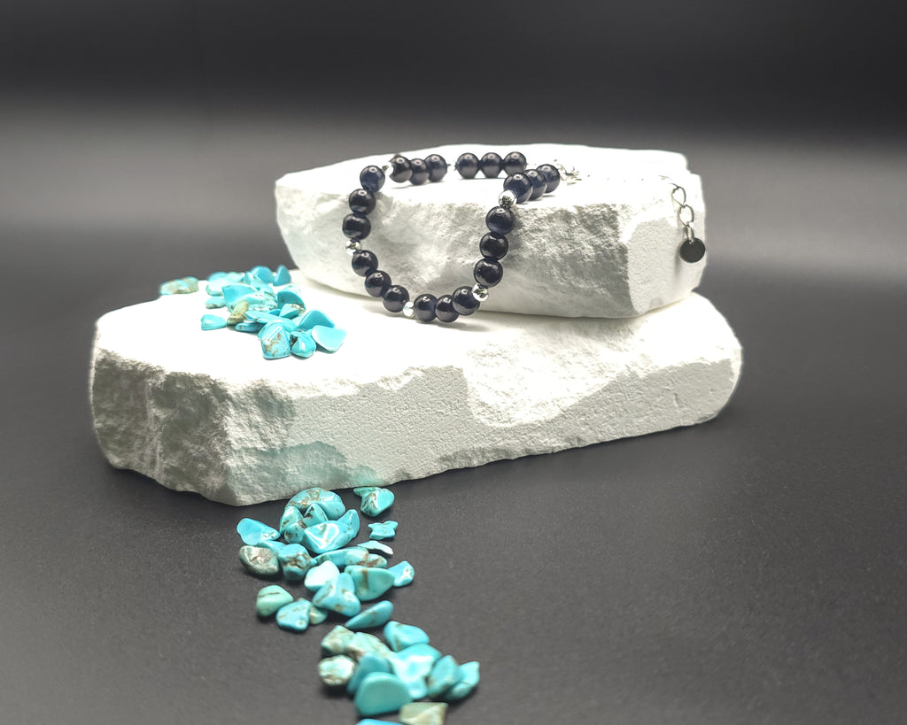 Dark Blue Glass Bead Bracelet