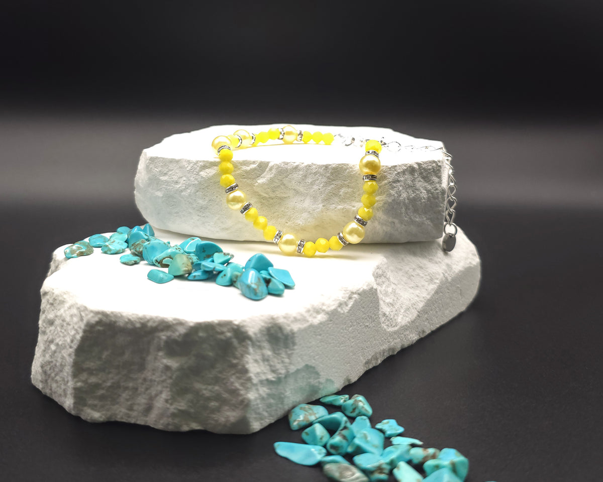 Yellow Beaded Glass Bracelet