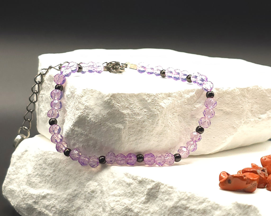 Purple Glass Beaded Bracelet