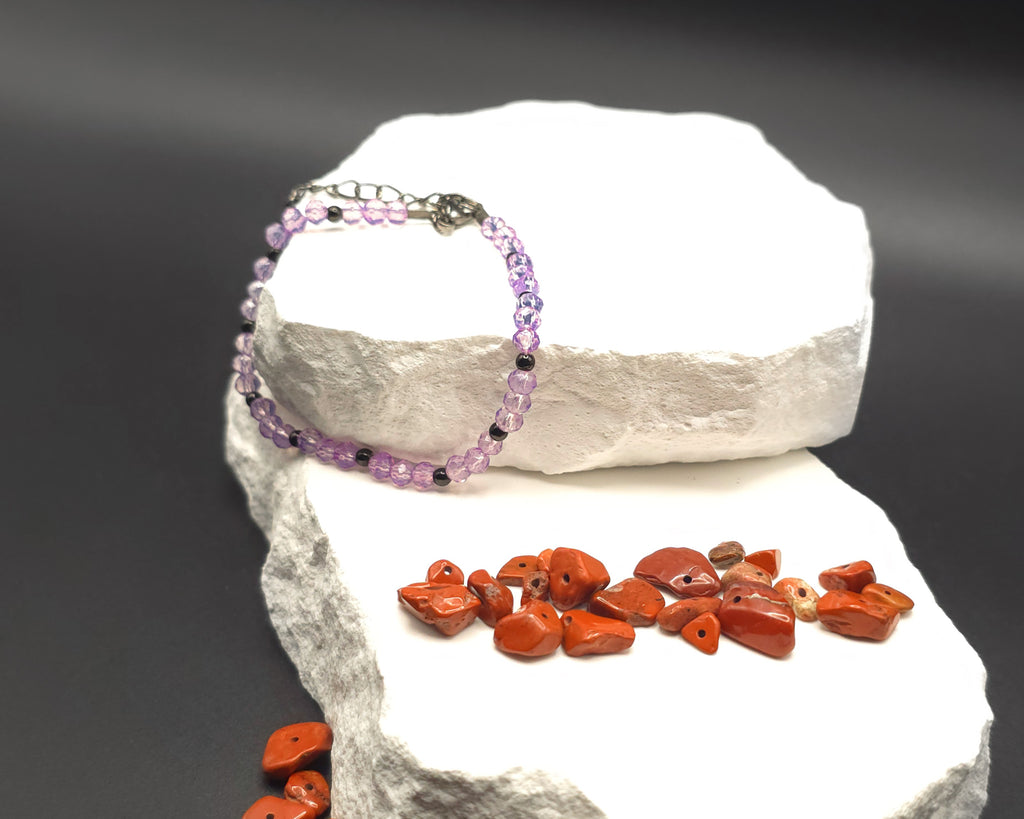 Purple Glass Beaded Bracelet