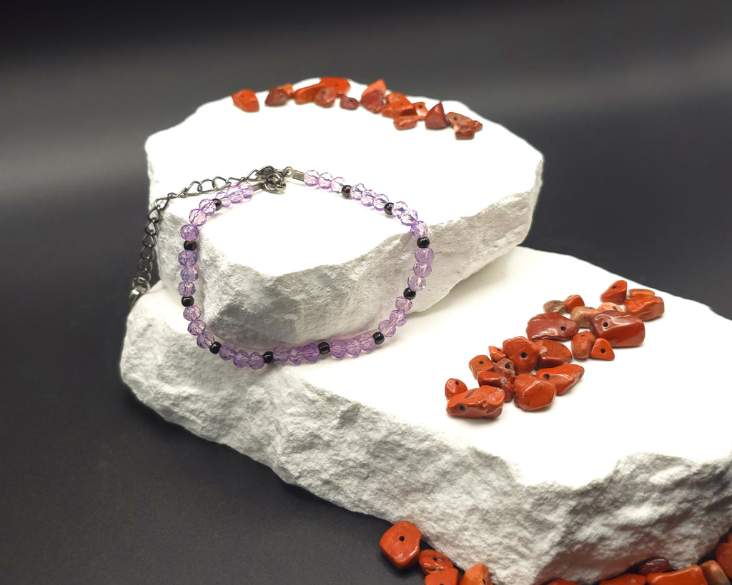 Purple Glass Beaded Bracelet