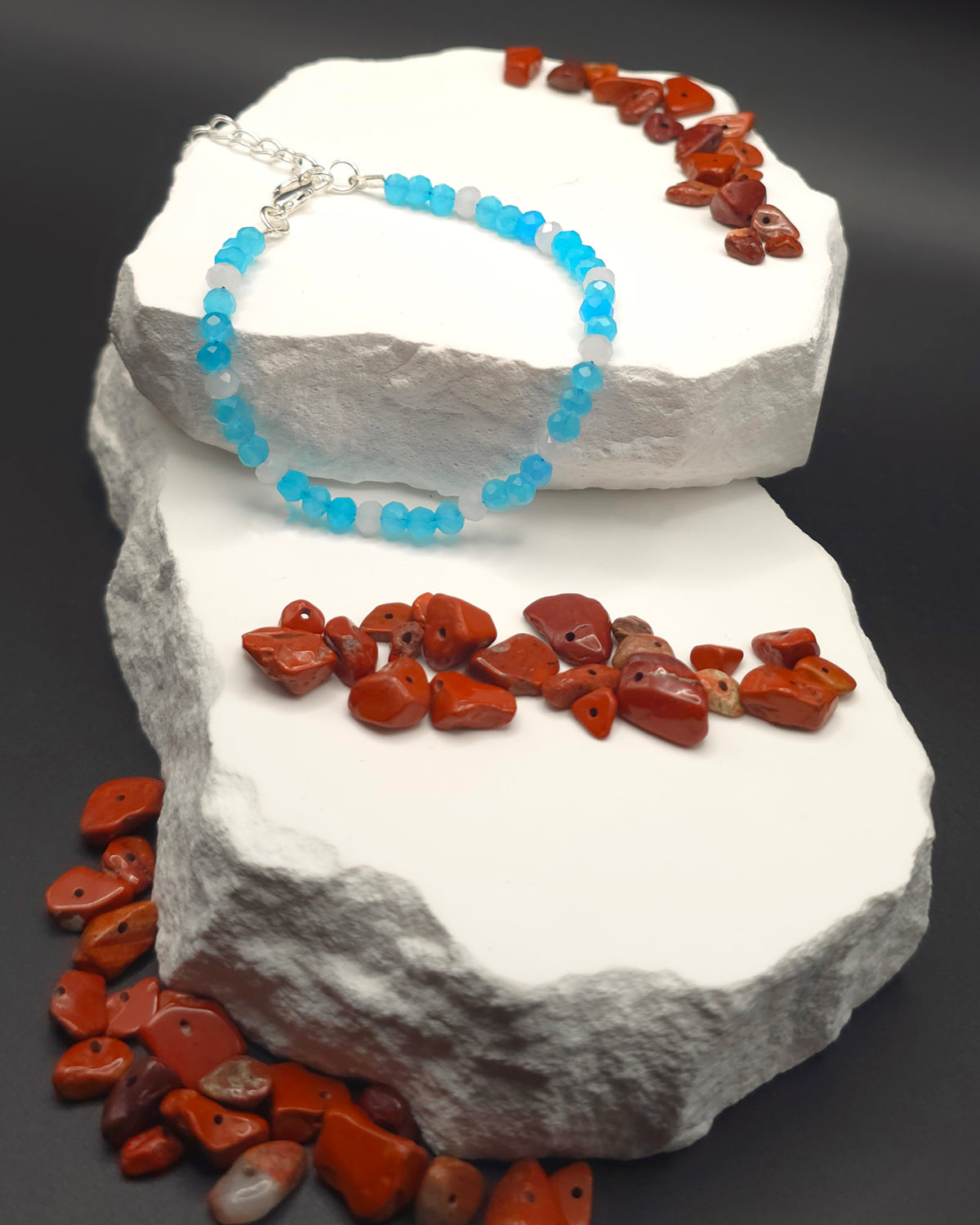 Blue and White Beaded Bracelet