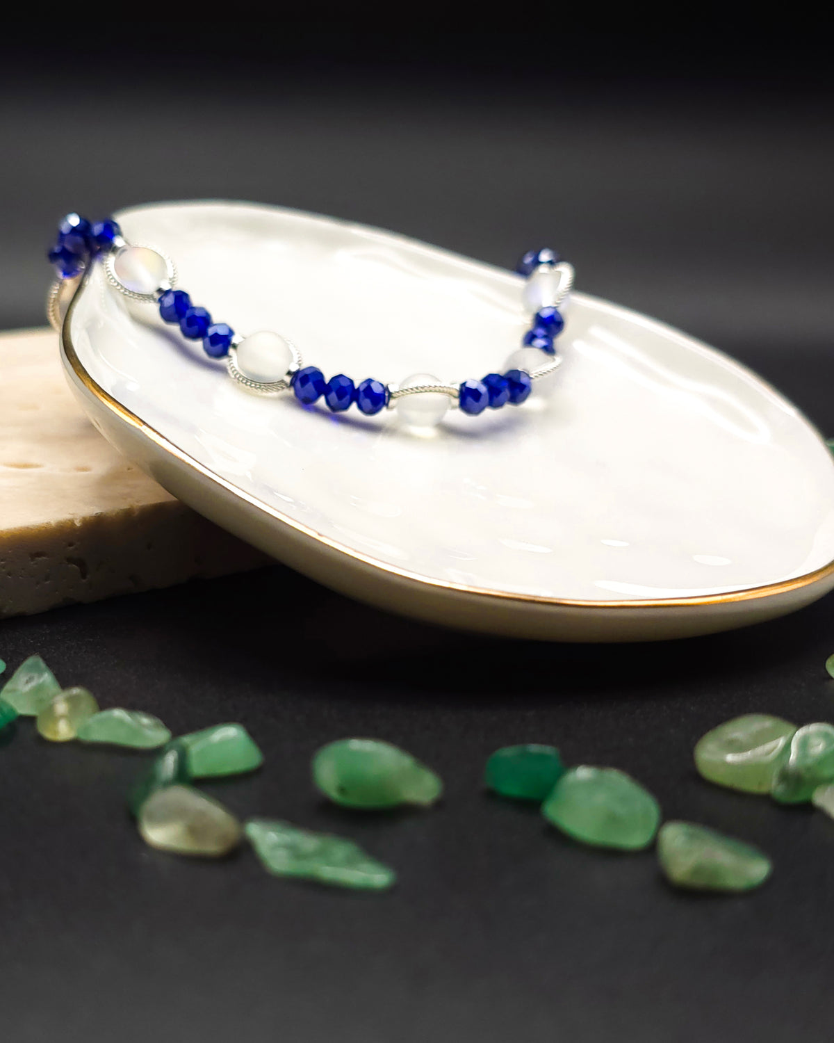 Aurora and Blue Glass Beaded Bracelet