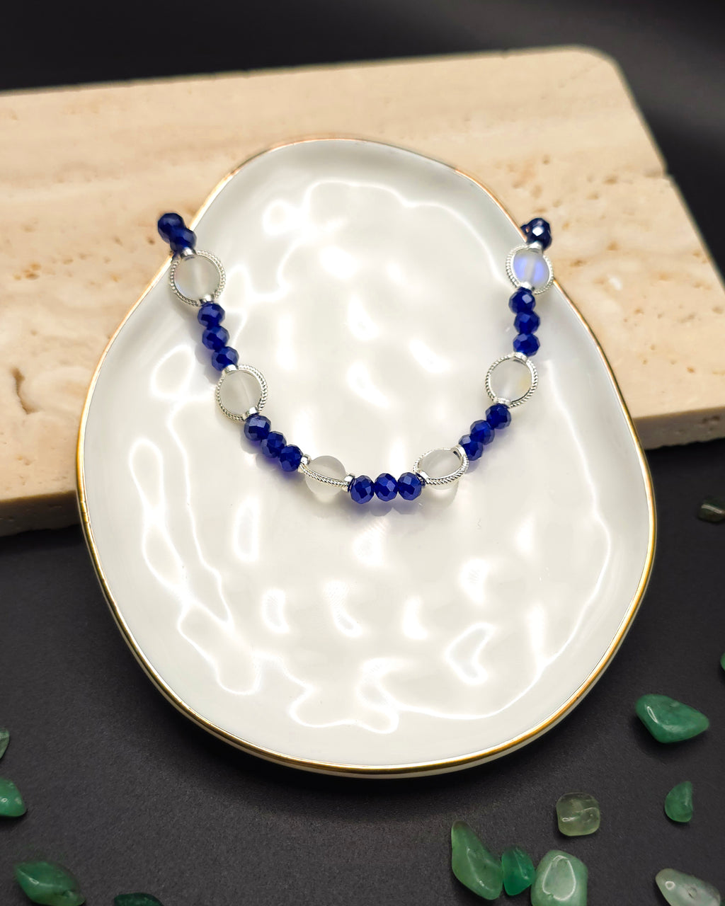 Aurora and Blue Glass Beaded Bracelet