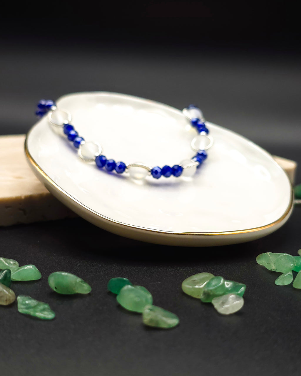 Aurora and Blue Glass Beaded Bracelet