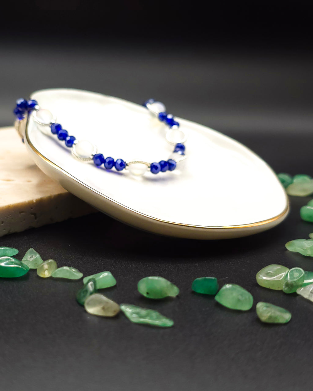 Aurora and Blue Glass Beaded Bracelet