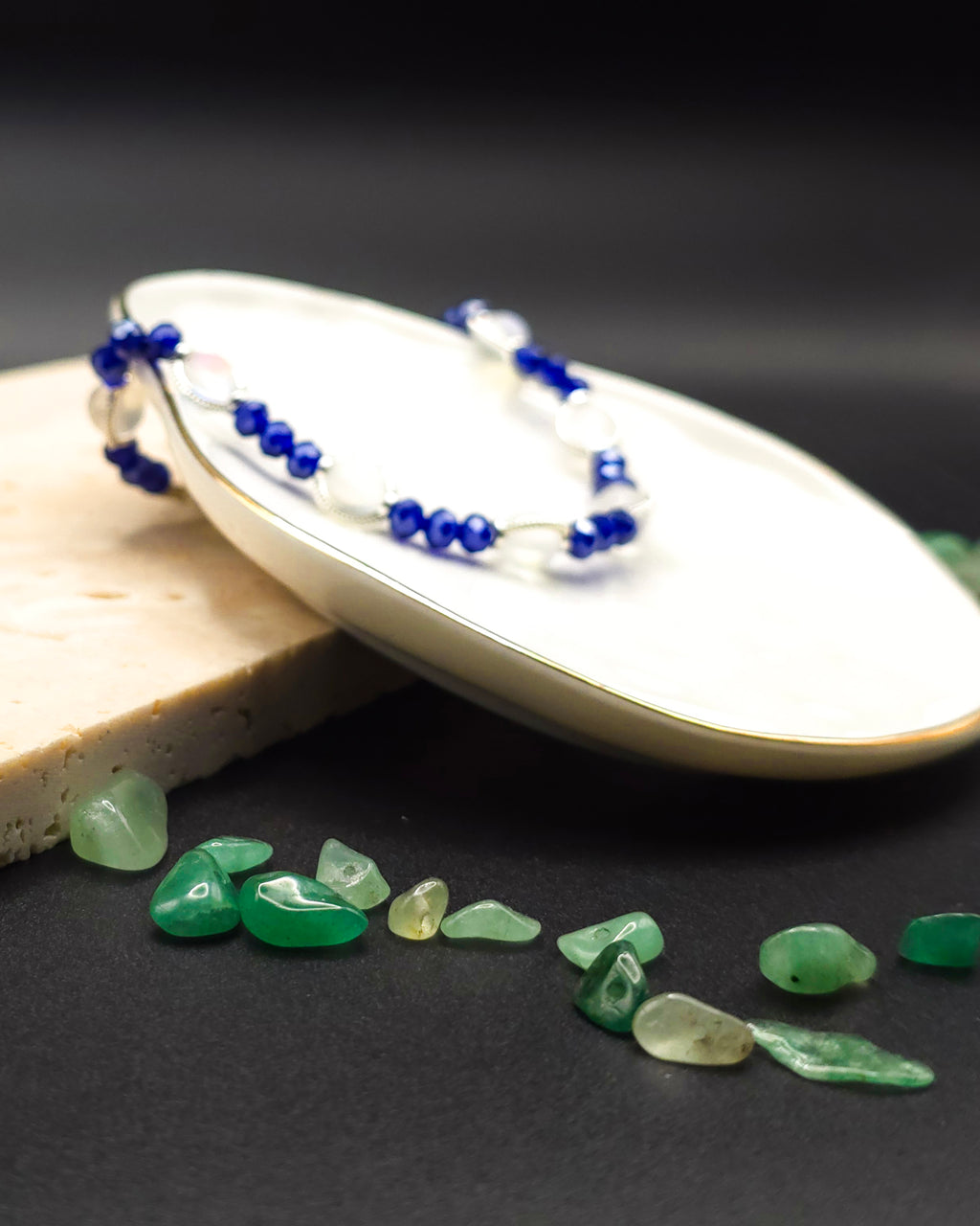 Aurora and Blue Glass Beaded Bracelet