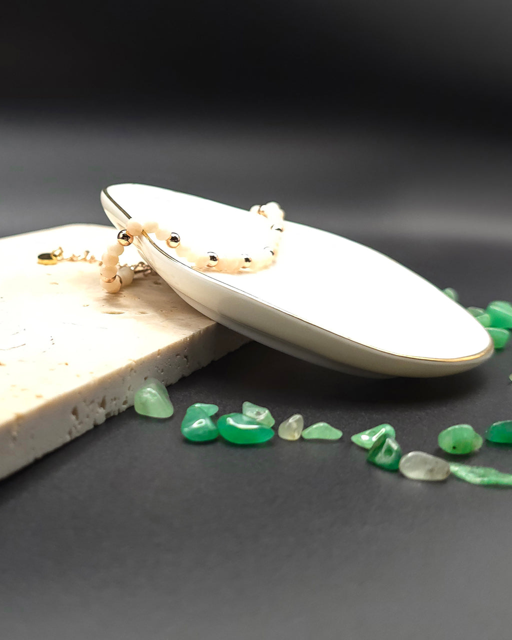Cream Glass Beaded Bracelet
