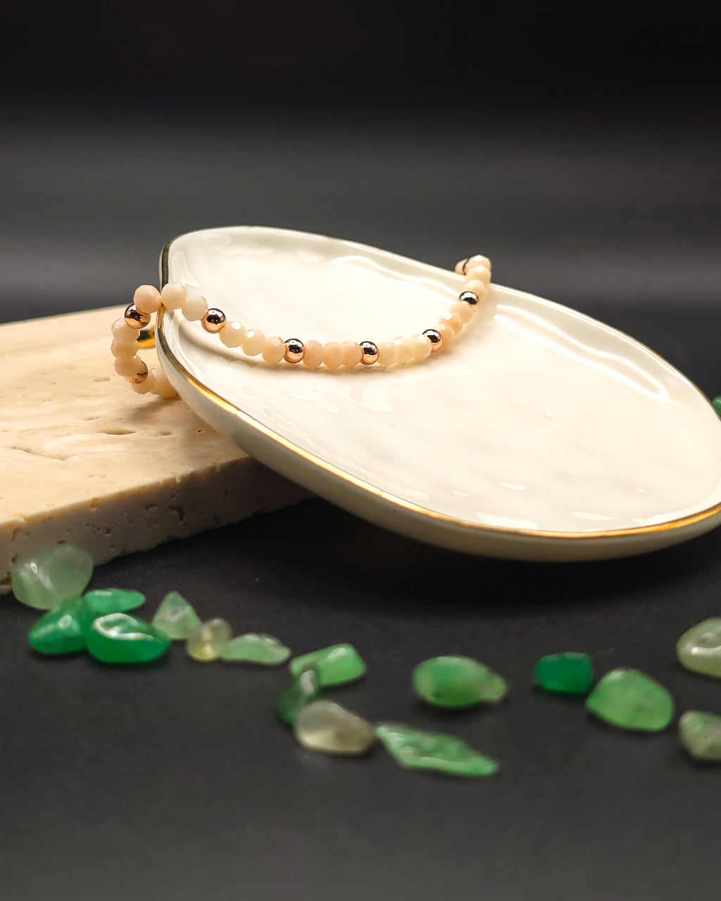 Cream Glass Beaded Bracelet