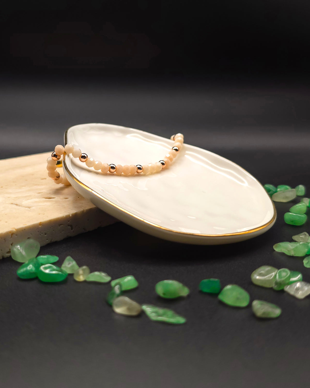 Cream Glass Beaded Bracelet