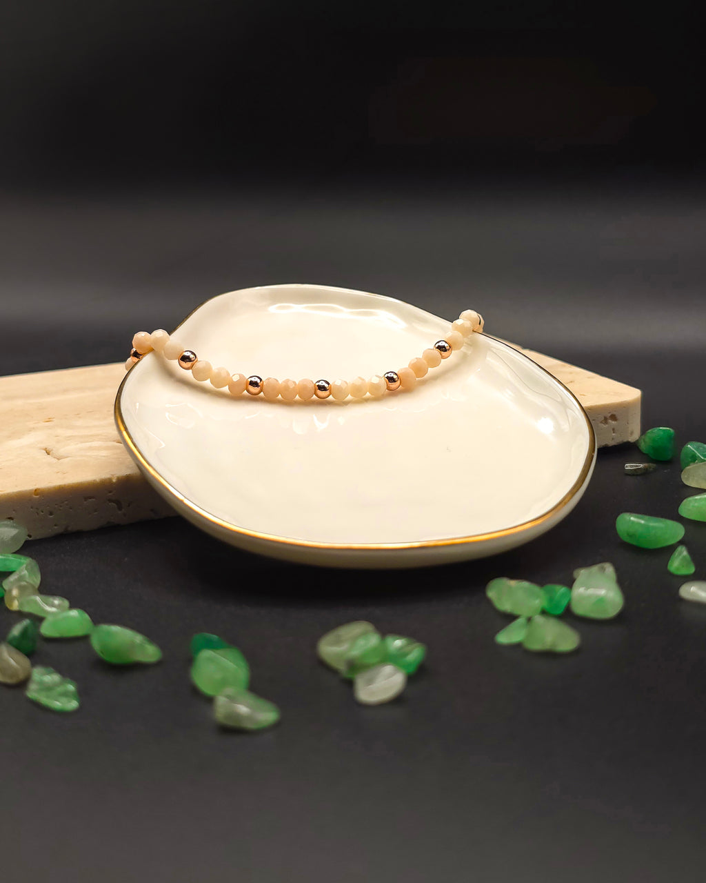 Cream Glass Beaded Bracelet