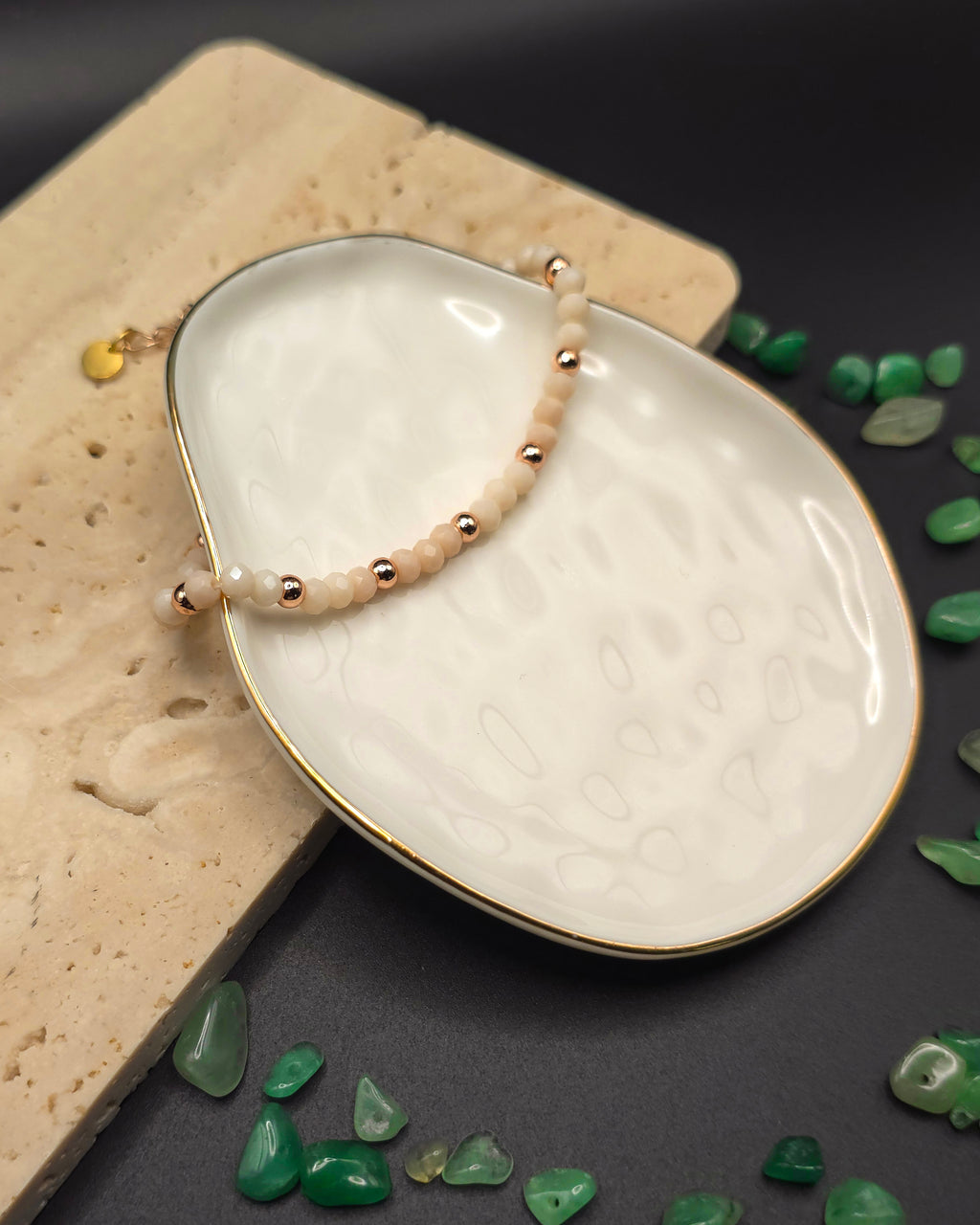 Cream Glass Beaded Bracelet