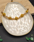 Gold and Brown Glass Beaded Bracelet