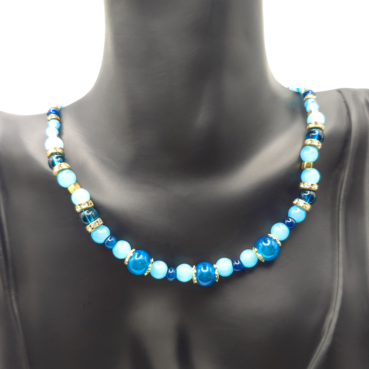 Blue Glass Beaded Necklace
