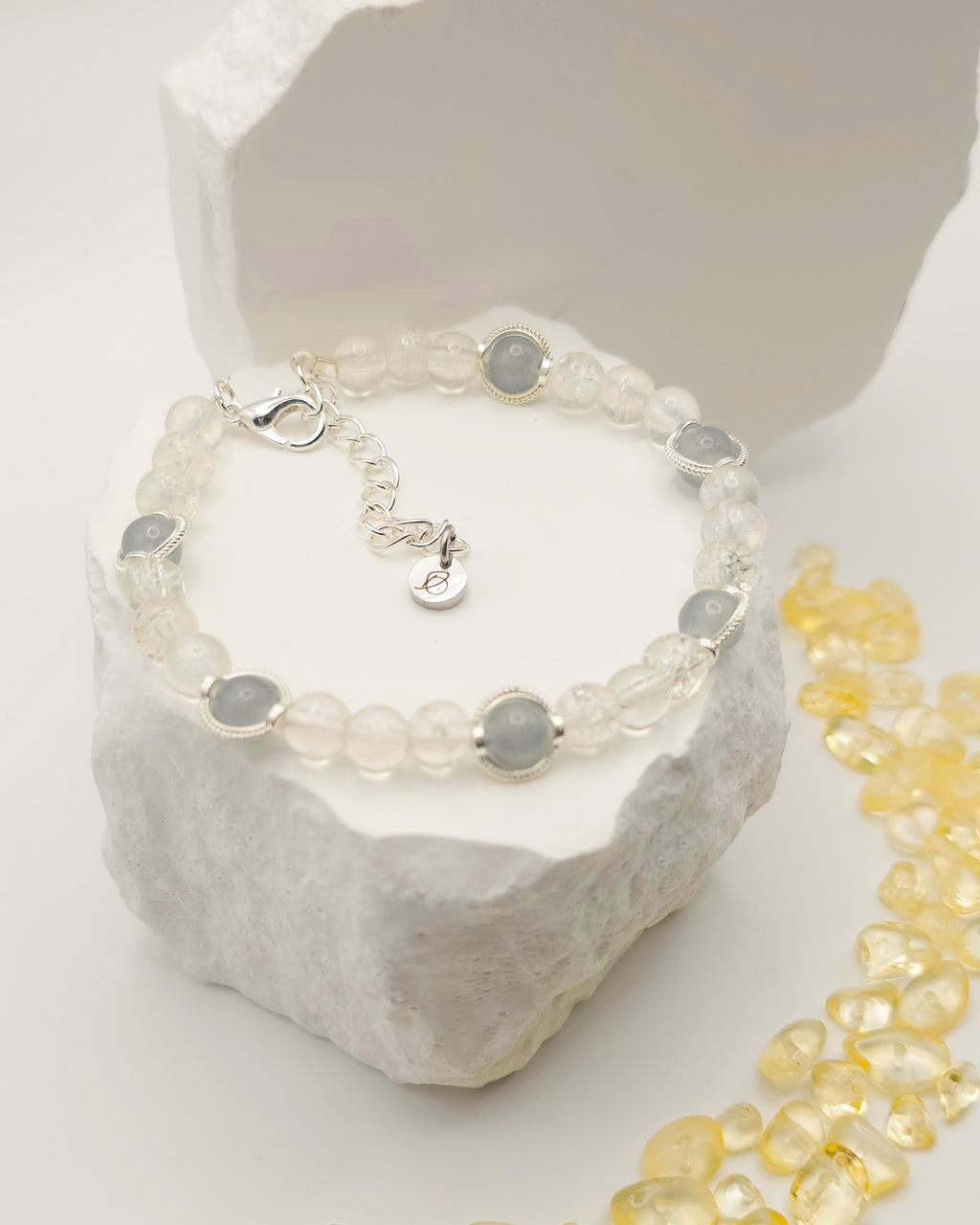 Grey Glass Beaded Bracelet