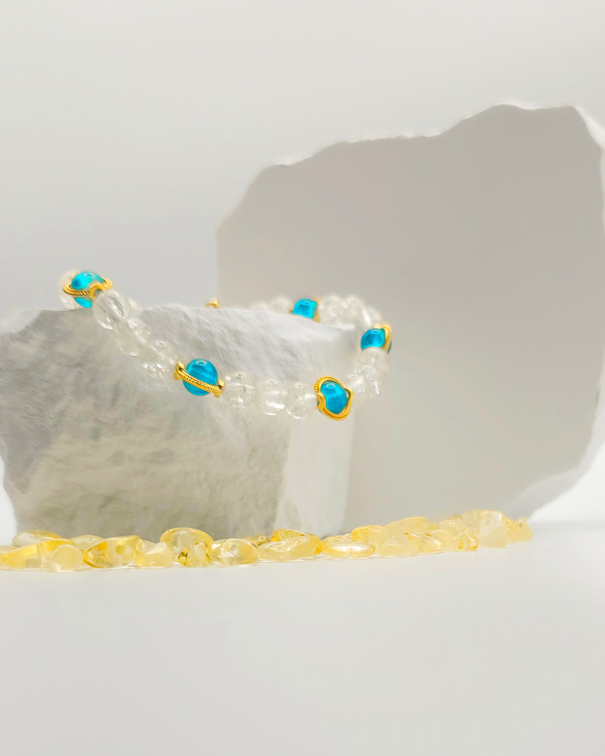 Aquamarine Glass Beaded Bracelet