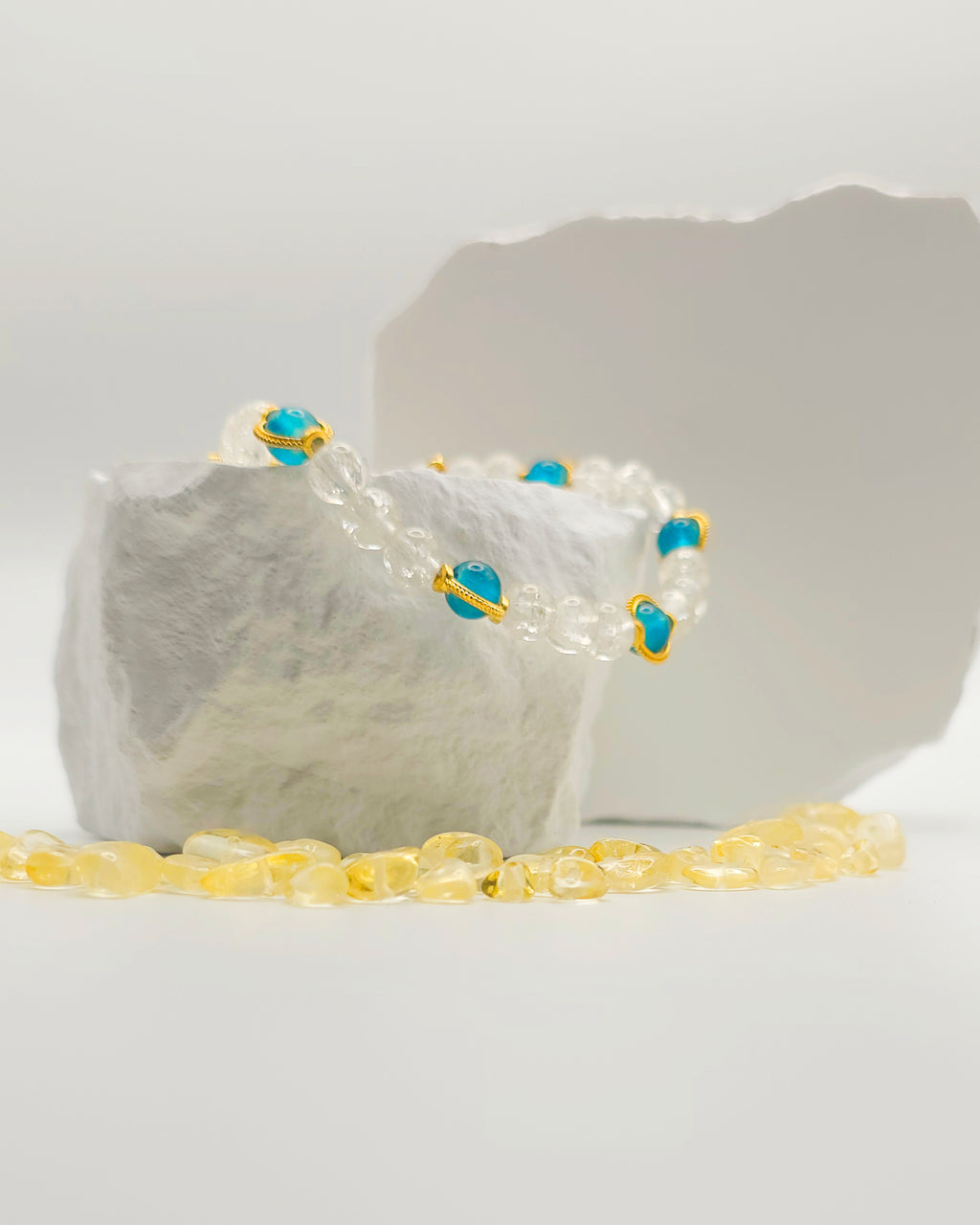 Aquamarine Glass Beaded Bracelet