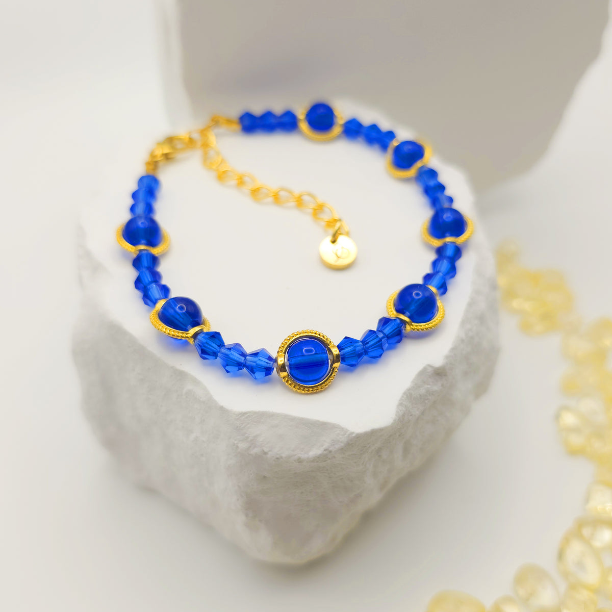 Blue Glass Beaded Bracelet