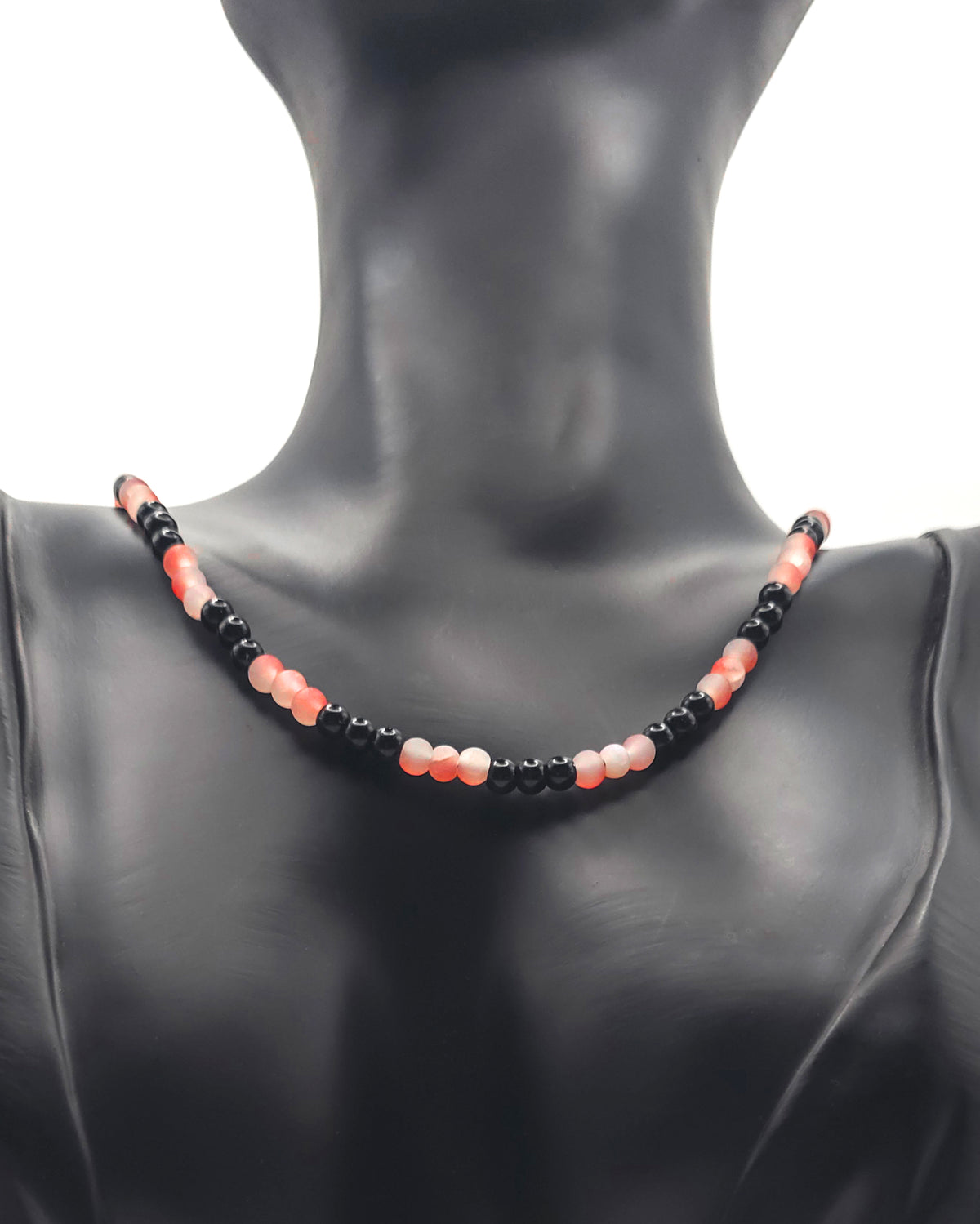 Red and Black Glass Beaded Bracelet