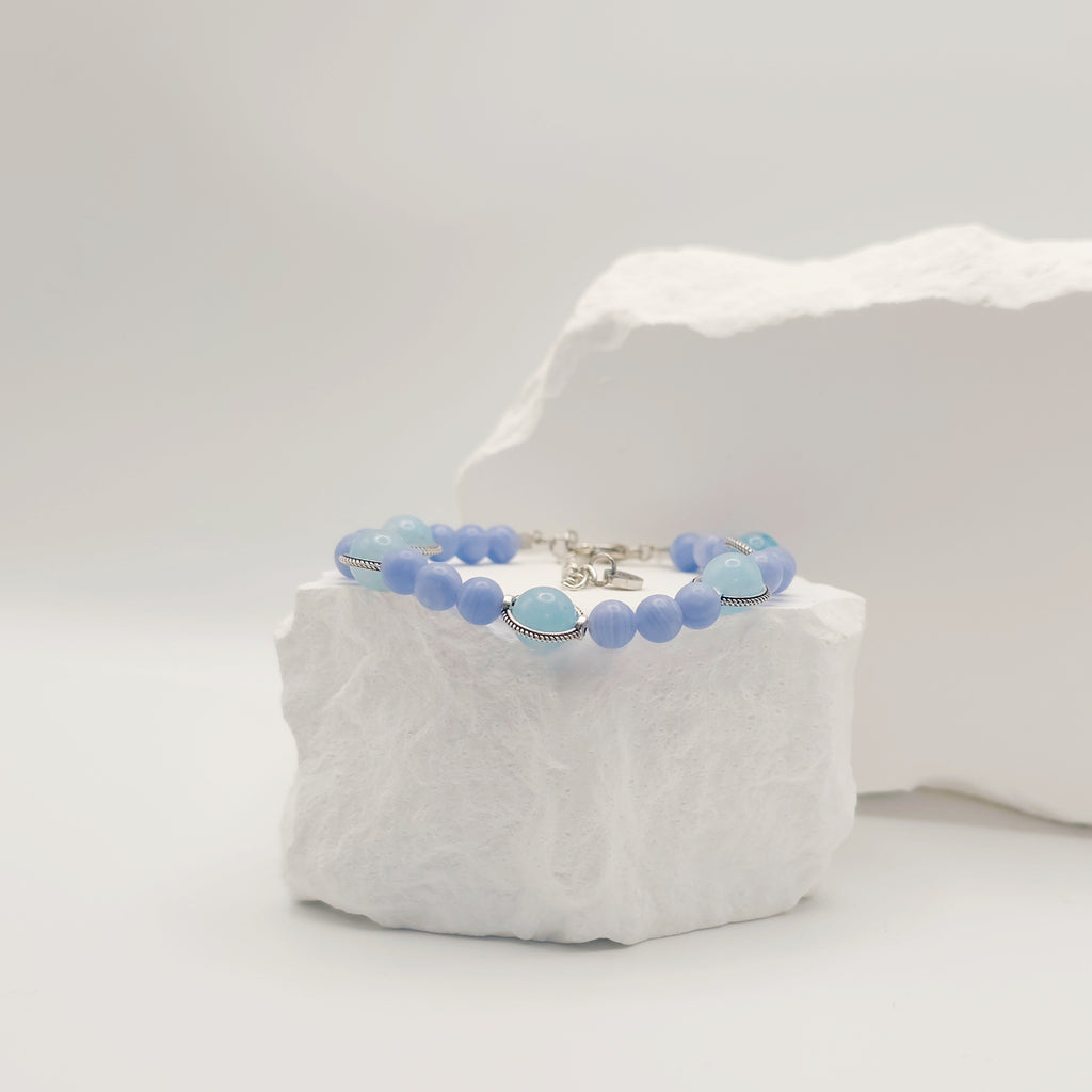 Aquamarine and Blue Lace Agate Bracelet [For Reflection]
