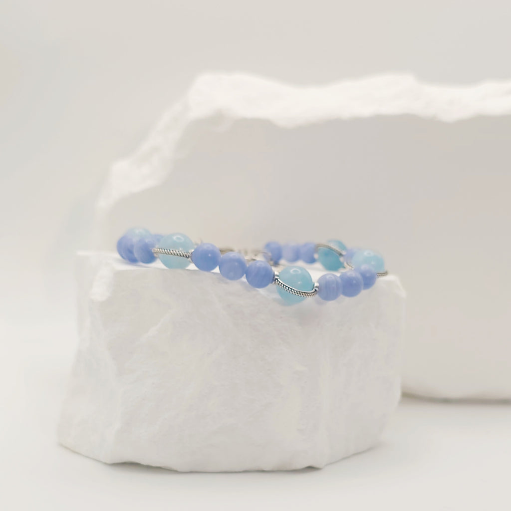 Aquamarine and Blue Lace Agate Bracelet [For Reflection]