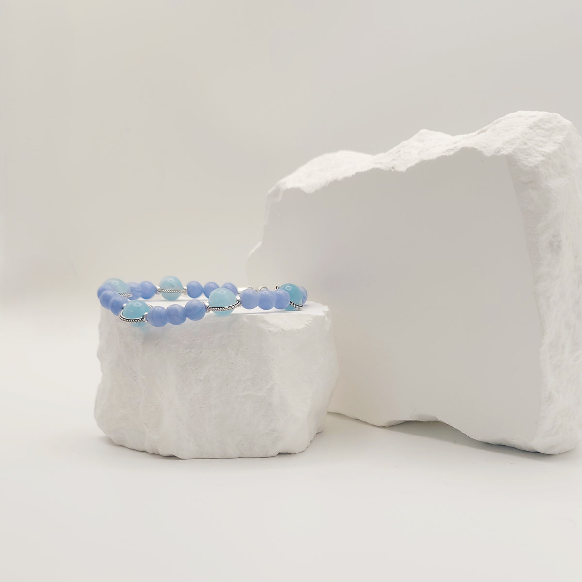 Aquamarine and Blue Lace Agate Bracelet [For Reflection]