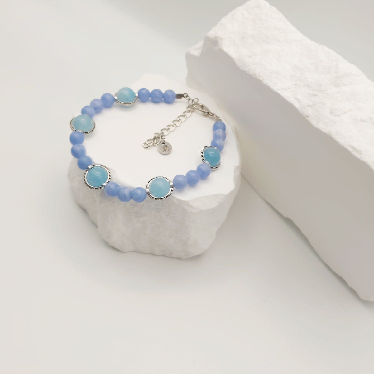 Aquamarine and Blue Lace Agate Bracelet [For Reflection]