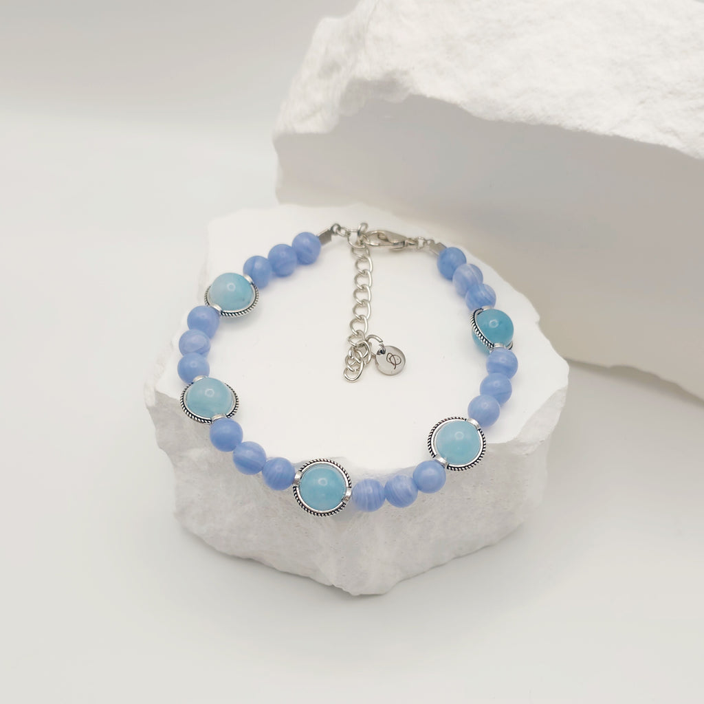 Aquamarine and Blue Lace Agate Bracelet [For Reflection]