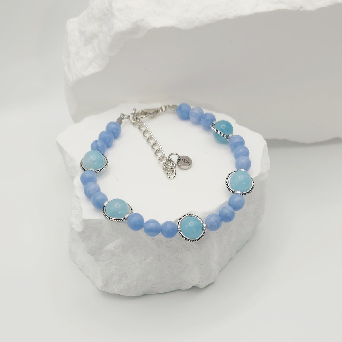 Aquamarine and Blue Lace Agate Bracelet [For Reflection]
