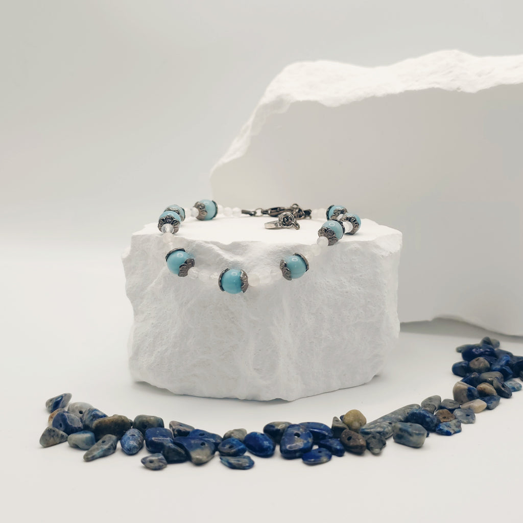 Blue Moonstone and Larimar Bracelet [For Spiritual Connection]