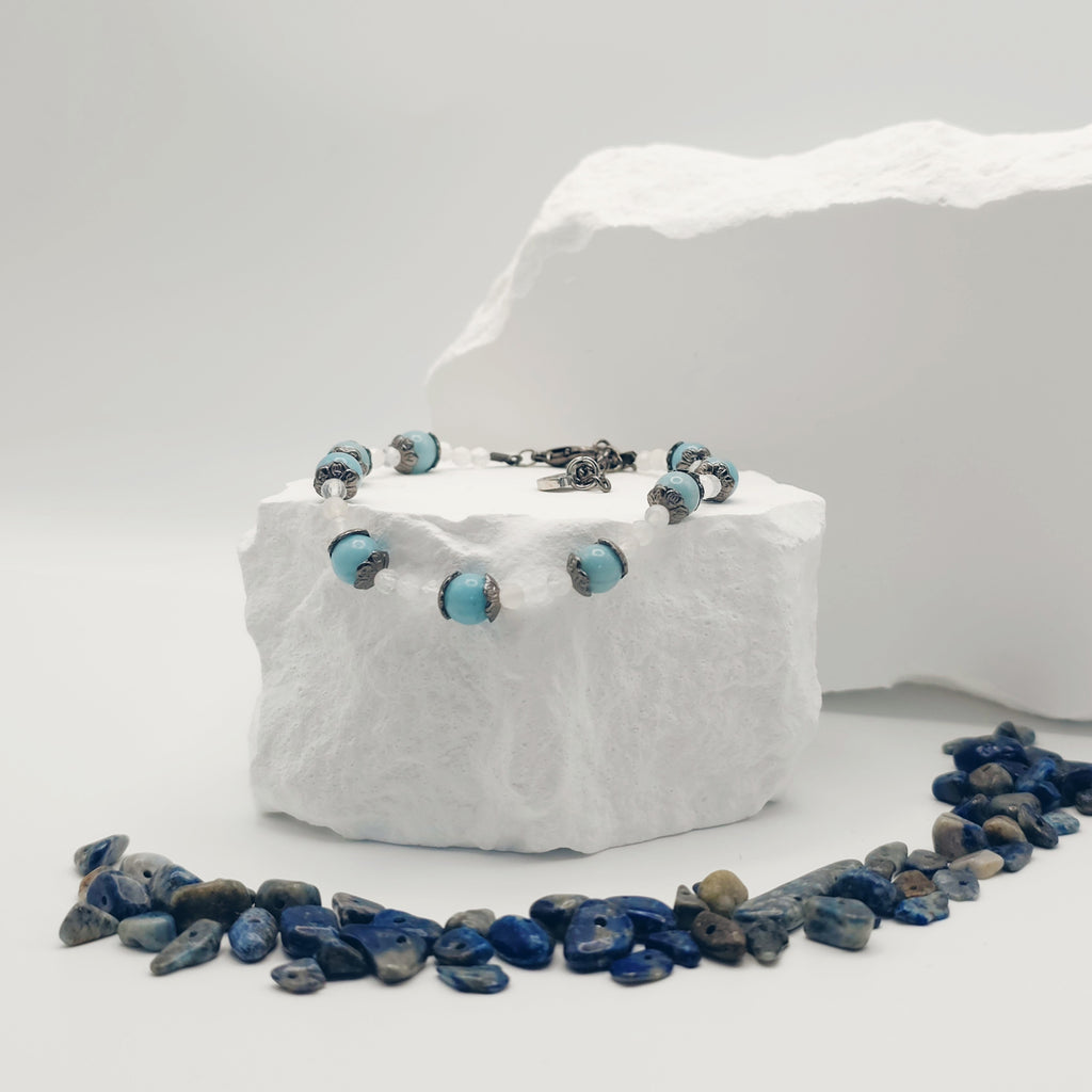 Blue Moonstone and Larimar Bracelet [For Spiritual Connection]