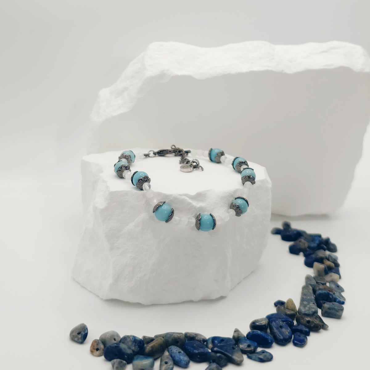 Blue Moonstone and Larimar Bracelet [For Spiritual Connection]
