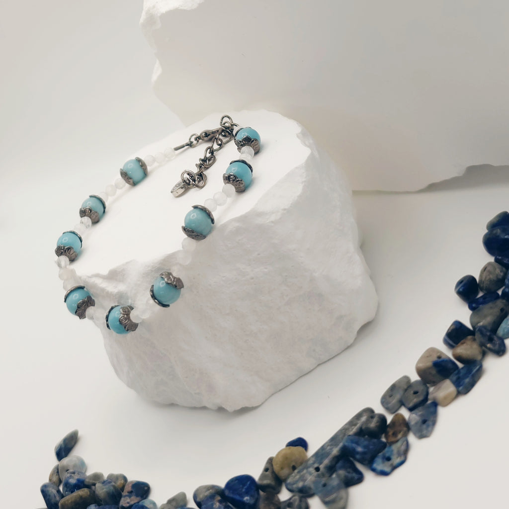 Blue Moonstone and Larimar Bracelet [For Spiritual Connection]