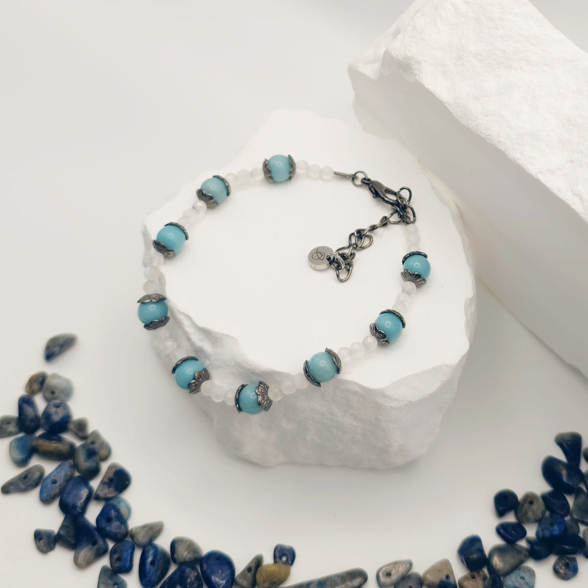 Blue Moonstone and Larimar Bracelet [For Spiritual Connection]