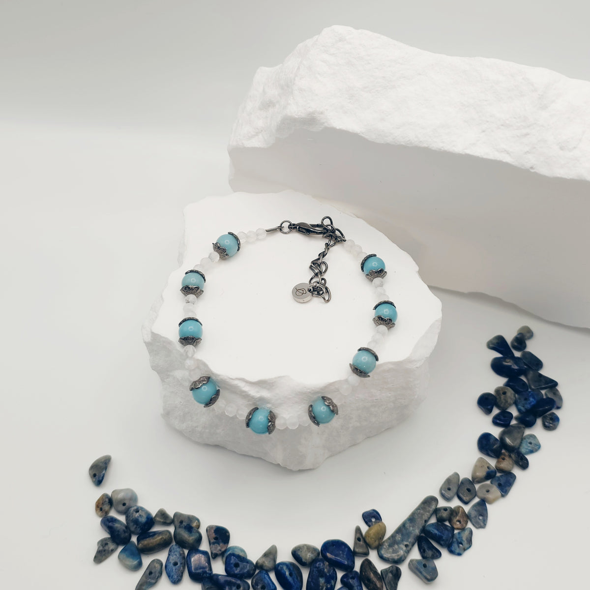 Blue Moonstone and Larimar Bracelet [For Spiritual Connection]