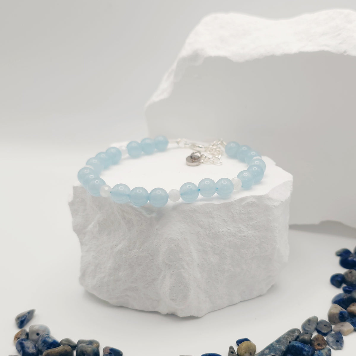 Blue-Grey Jade and Moonstone Bracelet [For Anxiety]