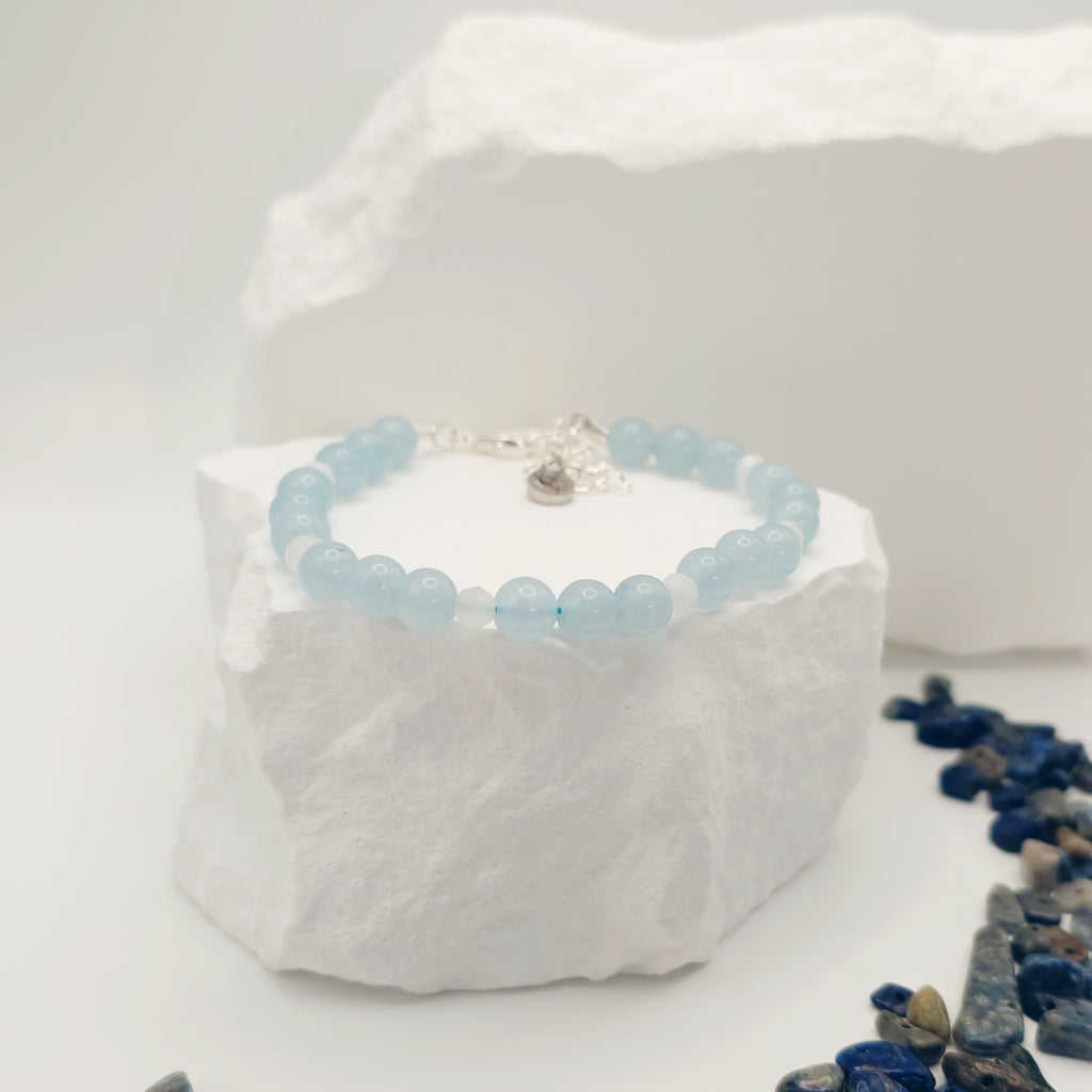 Blue-Grey Jade and Moonstone Bracelet [For Anxiety]