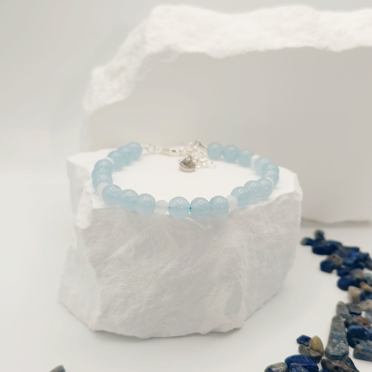 Blue-Grey Jade and Moonstone Bracelet [For Anxiety]