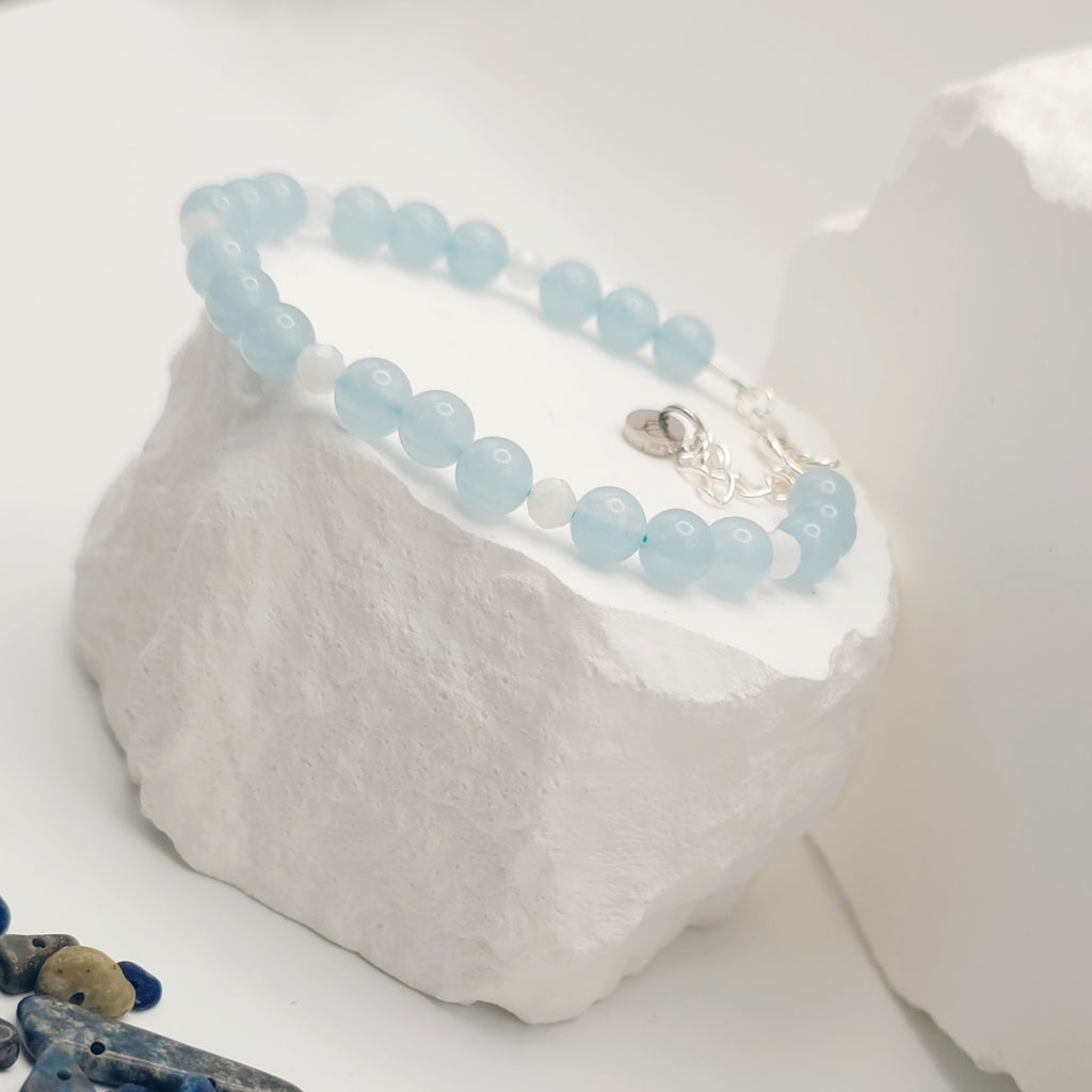 Blue-Grey Jade and Moonstone Bracelet [For Anxiety]