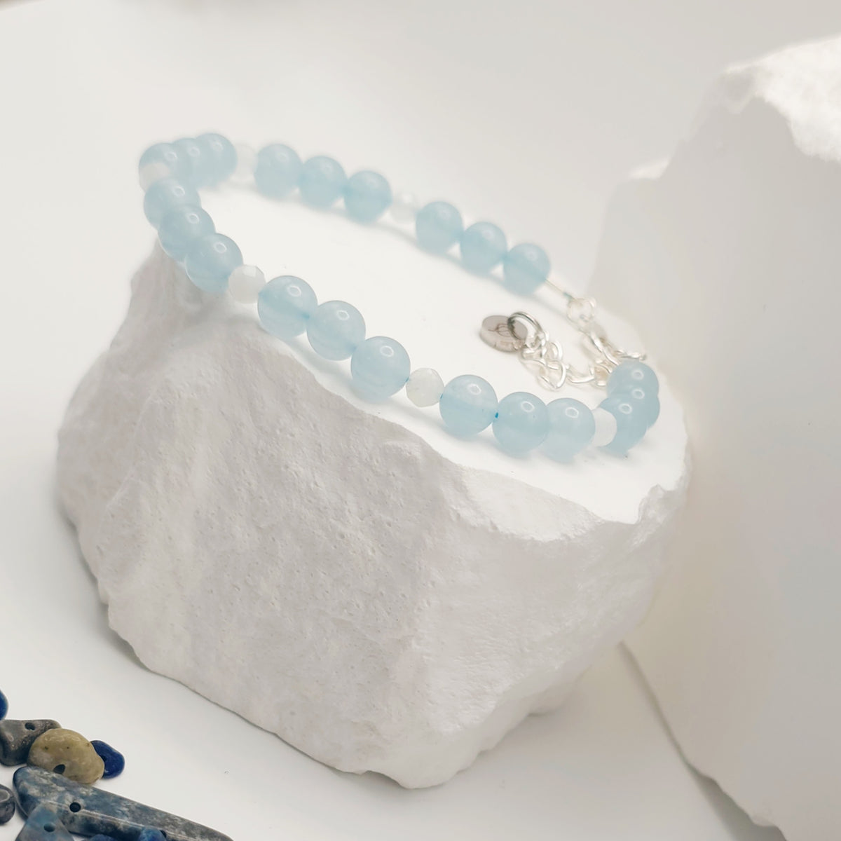 Blue-Grey Jade and Moonstone Bracelet [For Anxiety]