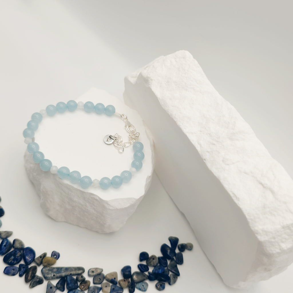 Blue-Grey Jade and Moonstone Bracelet [For Anxiety]