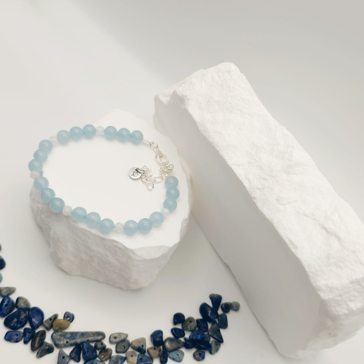 Blue-Grey Jade and Moonstone Bracelet [For Anxiety]