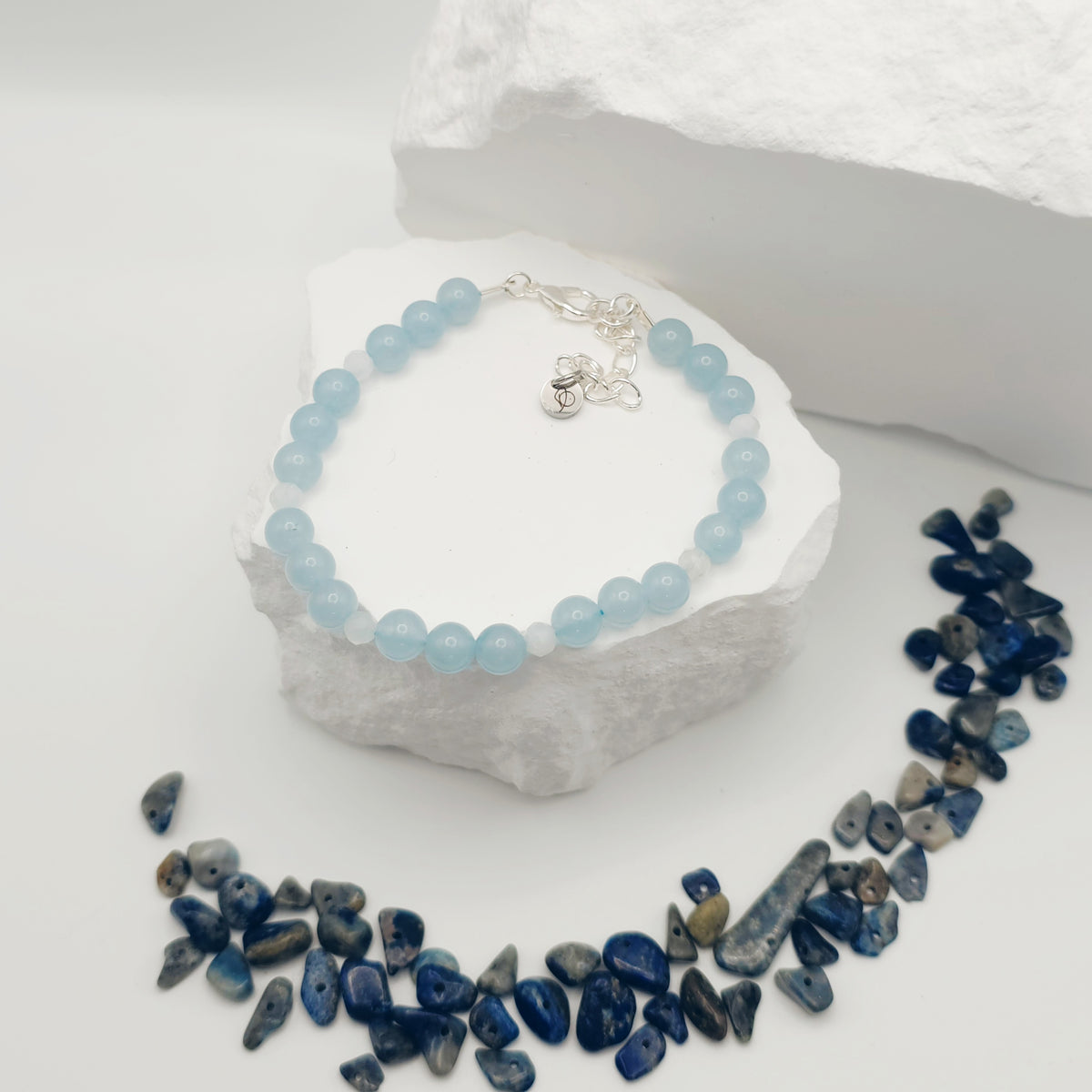 Blue-Grey Jade and Moonstone Bracelet [For Anxiety]