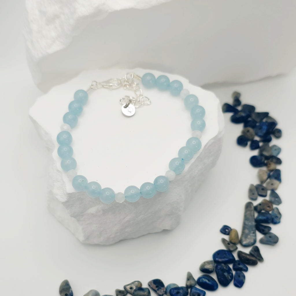 Blue-Grey Jade and Moonstone Bracelet [For Anxiety]