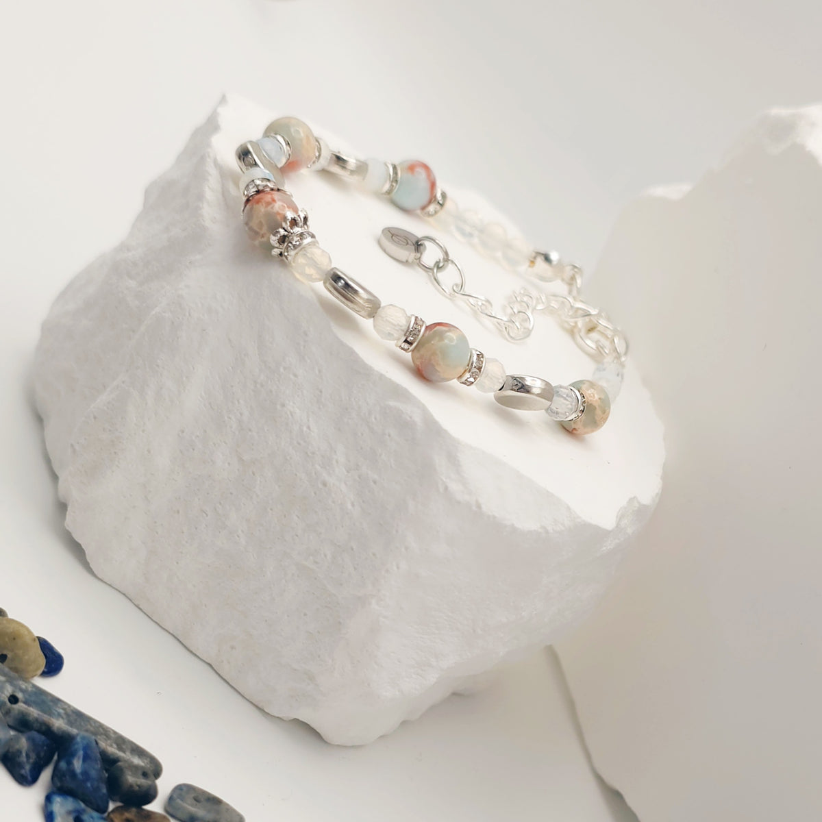Snakeskin Jade and Moonstone Bracelet [For Spiritual Transformation]