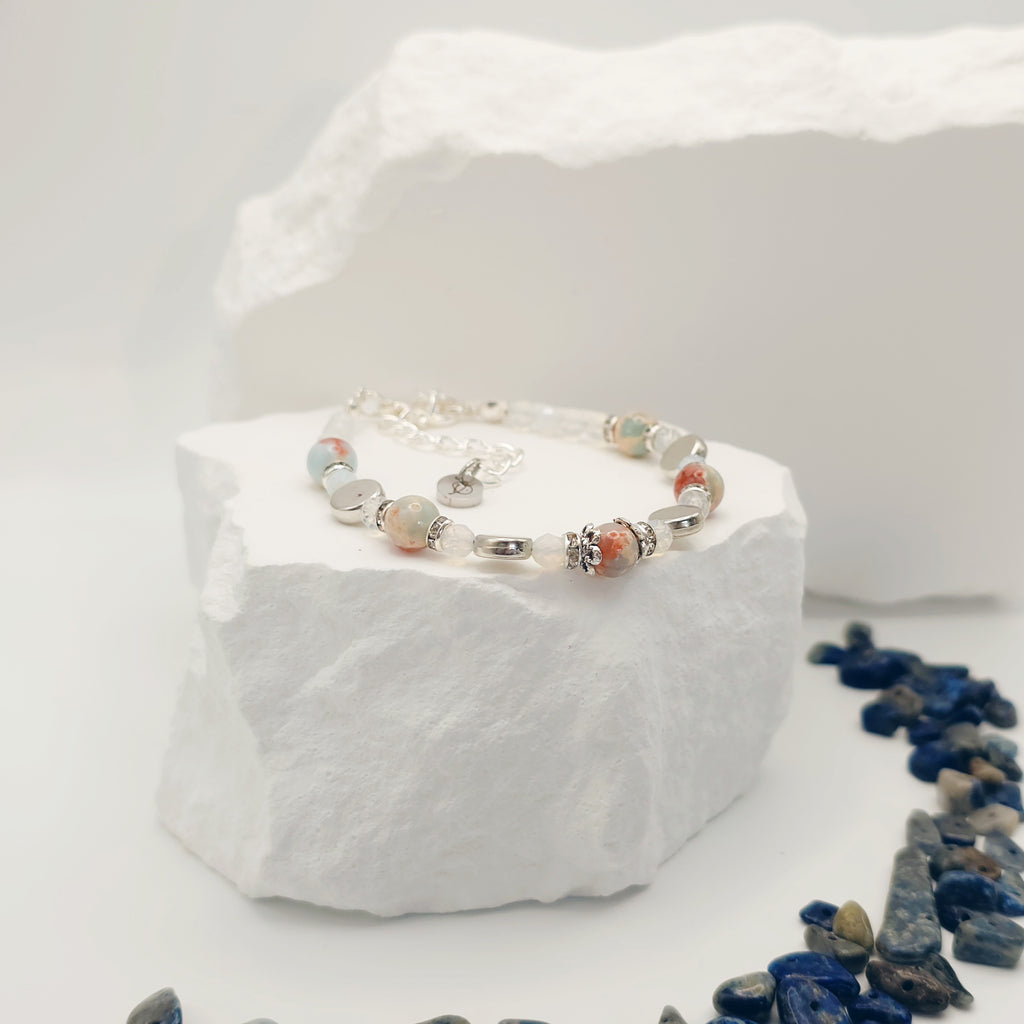Snakeskin Jade and Moonstone Bracelet [For Spiritual Transformation]