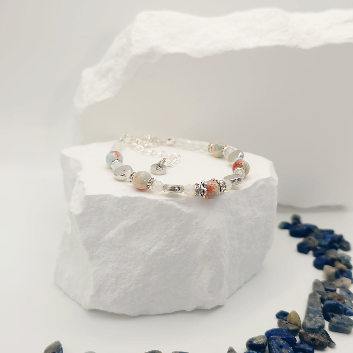 Snakeskin Jade and Moonstone Bracelet [For Spiritual Transformation]