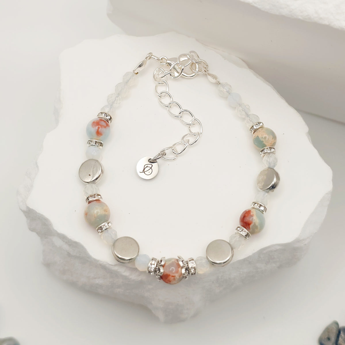 Snakeskin Jade and Moonstone Bracelet [For Spiritual Transformation]
