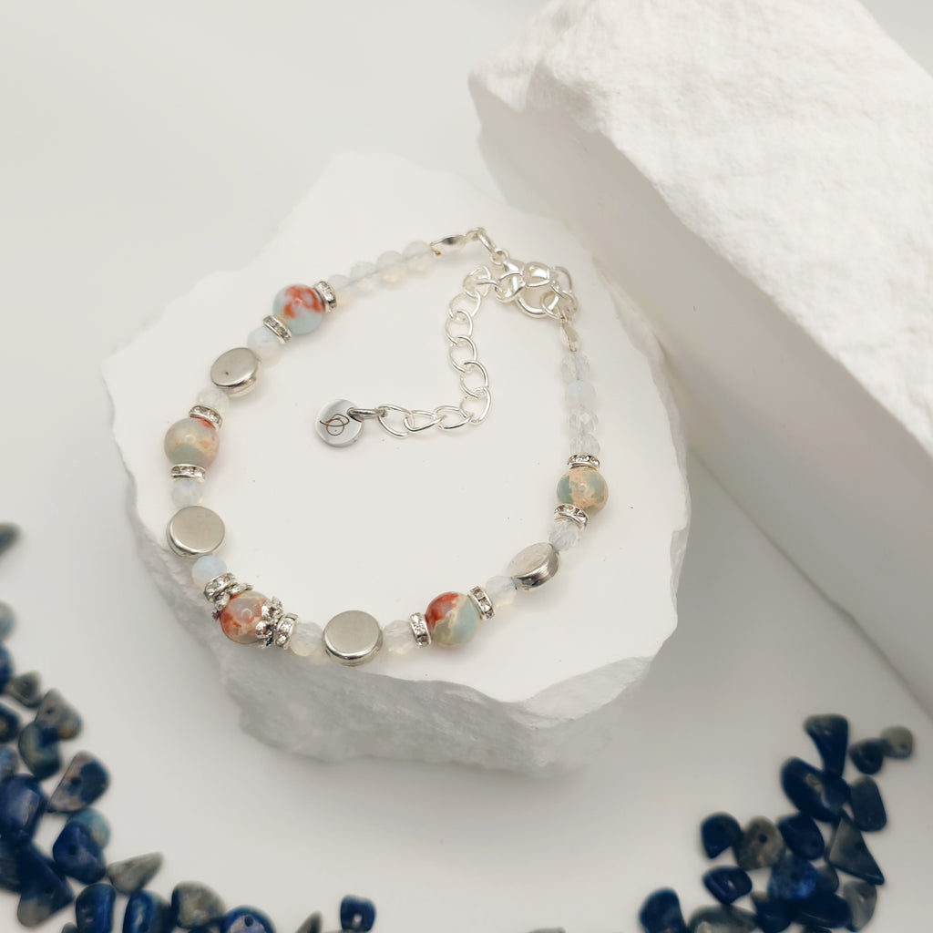 Snakeskin Jade and Moonstone Bracelet [For Spiritual Transformation]